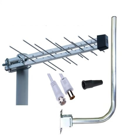 K M Electronics SMALL COMPACT TV DIGITAL FREEVIEW HD AERIAL OUTDOOR LOFT 4/5G FILTERED (K BAND) KIT INC BRACKET & 10M CABLE