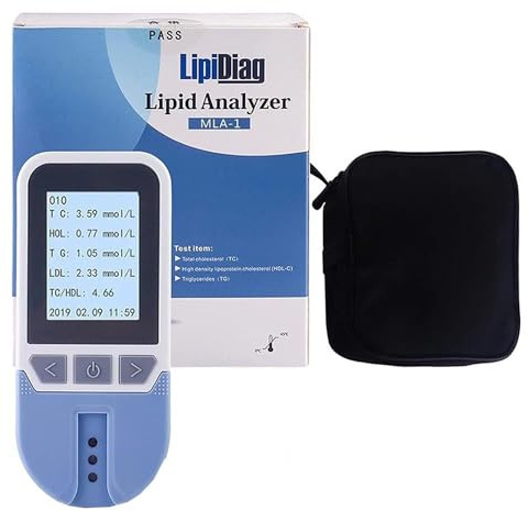 BLUEZY 4 in 1 Tester di Colesterolo Multifunzionale con 25 Strisce, Misuratore Colesterolo, Misuratore Colesterolo E Trigliceridi per La Misurazione del Colesterolo Totale, LDL, HDL A