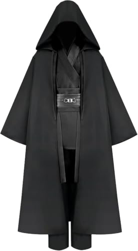 Gothden Costume da Jedi con cappuccio, costume da cavaliere, set completo per Halloween, cosplay, feste in maschera