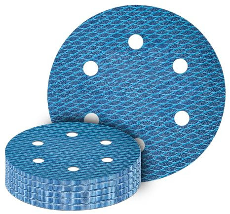 GZKTY 225mm Sandpaper Pack of 20, 6-Hole Grit 120 Aluminium Oxide Medium Sanding Pads for Random Orbital Sander, Giraffe Polishing Machine
