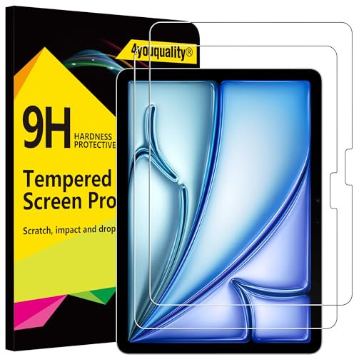 4youquality [2-Pack Screen Protector for iPad Air 11-Inch M3/M2 (2025/2024), 9H Tempered Glass Film, Anti-Scratch, Impact-Resistant, HD-Clear