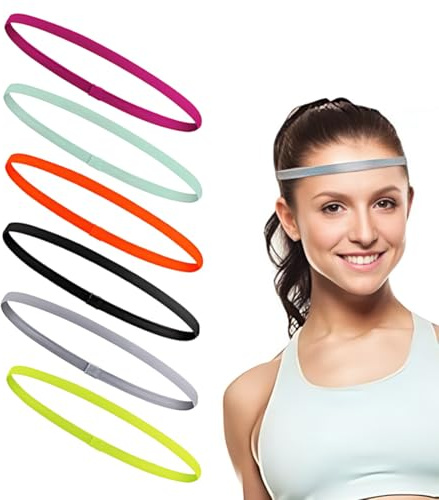 LAKJUOZ Sport Haarbänder Dünn Für Jungen, 6 Stk Elastische Haarbänder Kinder, Sport Haarband Damen, Stirnband Antirutsch, Stirn Schweißband Haarbänder, Stirnbänder Sport Für Fußball Yoga Laufen