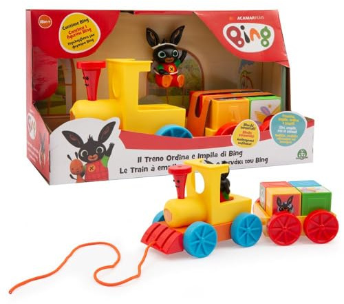 Giochi Preziosi Bing - Trenino Trainabile, Gioco Educativo con Cubi Numerati Raffiguranti Personaggi della Serie, Include un Piccolo Bing, dai 18 Mesi