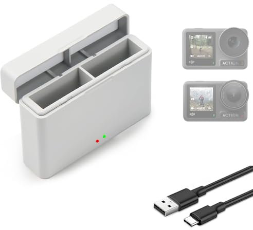 OSMO ACTION 4 3 Battery Charger,Dual-Channel Portable Charging Case,Batteries Charging Hub for DJI OSMO Action 4,3 Accessories