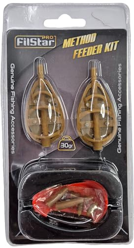Pro FILSTAR Inline Method Feeder Pesca 2x30g - Set Alimentador 2+1 | Alimentador de Método Plano - Cebadores de Pesca Carpa - Carpfishing Accesorios - Pescar - Fishing Set - Kit Fondo