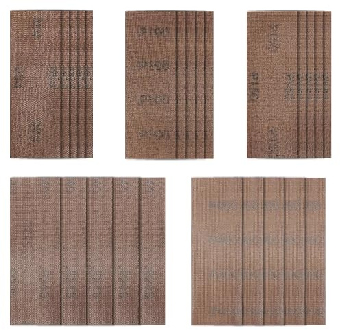 Mesh Sandpaper, 25Pcs Sanding Sheets 70 x 198 mm Sand Paper 80 100 150 240 400 Assort Grit Sandpaper Set for Car Wood Furniture Floor Sanding Orbital Sander