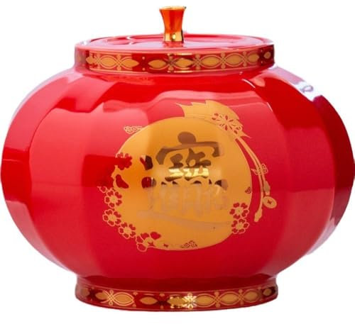 CUISGOR Tea Tin Creative Lantern Bulk Tea Storage Container Jar Ceramic Small Sealed Jar Chinese Retro Empty Jar Tea Set Tea Canister(Single can)