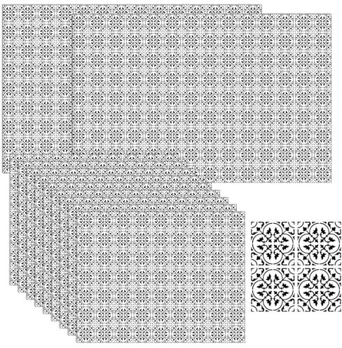 Clabby 12 Pcs 2 Sizes Miniature Dollhouse Wallpaper Flooring Peel and Stick Cement Tile Mini DIY Self Adhesive Flooring Wallpaper on 1/12 Scale 1/6 Scale for Dollhouse Accessories Decorations