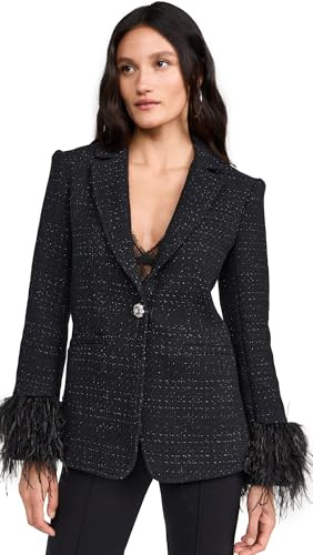 Cinq a Sept Women's Static Boucle Feather Karlie Blazer, Black, 14