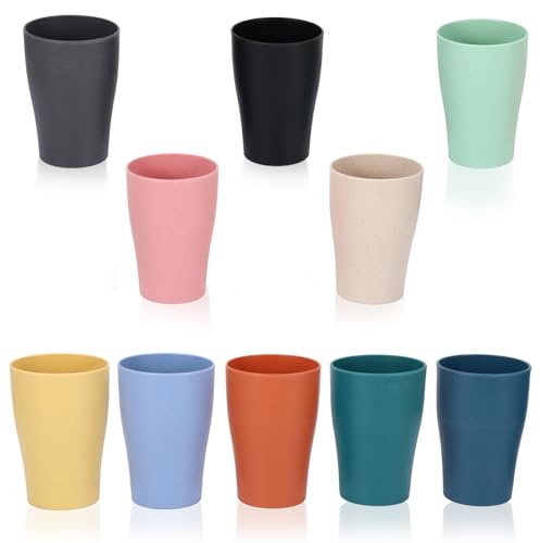 Miawtro 10pcs Coloured Plastic Cups Unbreakable Drinking Cups Reusable Drinking Tumblers for Camping Picnic BBQ Parties Drinkware, Dishwasher and Microwave Safe