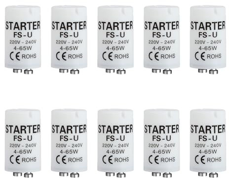 10 Piezas Cebador Led, Cebador Fluorescentes Led 4-65W 220-240V, Cebadores Universales para Iluminación de Tubos Fluorescentes y Neón, Encendido Rápido y Seguro para Uso Doméstico y Profesional