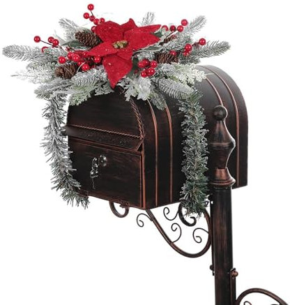 Swag della Cassetta della Posta di Natale, Ghirlanda della Cassetta della Posta di Natale, Swag di Natale della Cassetta della Posta All'aperto, Decorazioni Natalizie (Floccaggio