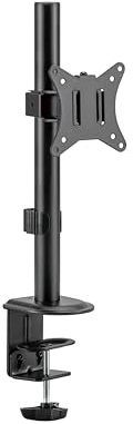 PureMounts Support de Moniteur, Support de Moniteur pour 1 écran, 17 à 32 Pouces, réglable en Hauteur, inclinable, pivotant, VESA 75 et 100, Support de Bureau, Support d'écran, Noir