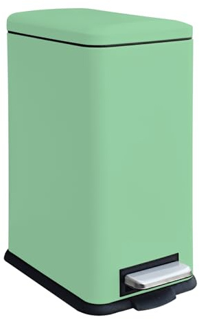JM.YIPENG 17L Mülleimer, Abfalleimer Mit Deckel, Treteimer, Stahl, Grün | Mülleimer Büro, 17 Liter Treteimer, Rechteckig Softclose-Deckel, Mit Inneneimer, Tragegriff, Für Küche，Wohnzimmer, Büro