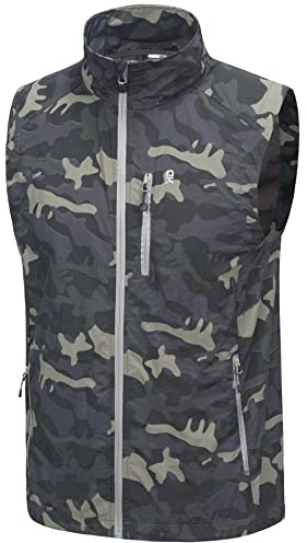 Little Donkey Andy Men's Lightweight Quick Dry Vest Packble Outerwear Sleeveless Windproof Jacket for Golfing Cycling Running Camo 3XL