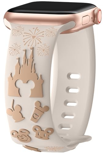 Cartoon 3D Embossed Strap Compatible with Apple Watch Straps 40mm 38mm 44mm 45mm 41mm 42mm 49mm Women, Two-Tone Soft Silicone Sport Strap for iWatch Series 10 9 8 7 6 5 4 3 2 1 Ultra