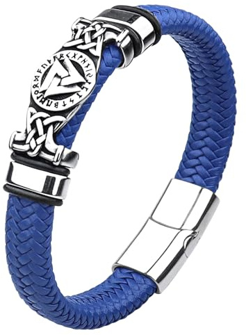 Mochity Armbänder Herren Lederarmband, Armband Herren Leder, Edelstahl Kreuz Armband Männer, Wikinger Schmuck, Lederarmband Geschenke Für Männer