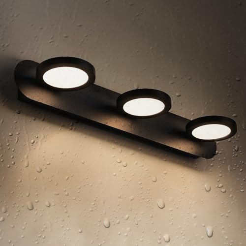 EMKE LED Spiegelleuchte für Badezimmer 50 cm 360° Drehbar 3 Licht 15W Wandleuchte Moderne Schwarz Spiegelbeleuchtung für Badspiegel
