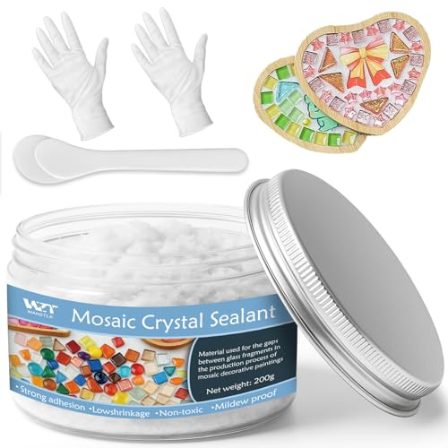 Professional Mosaic Grout for Crafts White 200g - Quick-Dry Crystal Tile Grout with Contrast Color Technology, DIY Art Supplies for Mosaic Glass Decor, Handmade Gifts & Home Improvement Projects