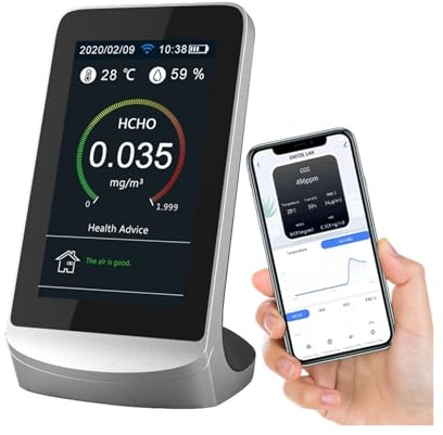 Rilevatore di gas, Trasmissione dati del sensore del misuratore di monitoraggio della qualità aria DM72B all'APP TUYA Rilevatore in tempo reale PM2.5 Gas CO2 di formaldeide per casa e camper
