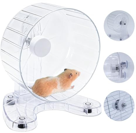 Hamster Wheel, 6.5 Super-Silent Exercise Wheels, Dual-Bearings Quiet Spinner Running Wheels, 3 Installation Methods, Fits Any Hamster Cage, Hamsters Toy for Dwarf Hamsters, Gerbils, and Small Pets.