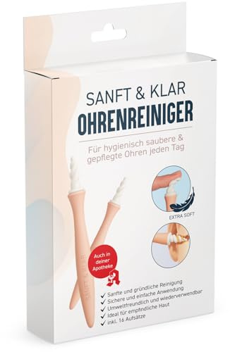 Premium Ohrenreiniger | Sanfte & gründliche Reinigung | für empfindliche Ohren geeignet | inkl. 16 Aufsätze