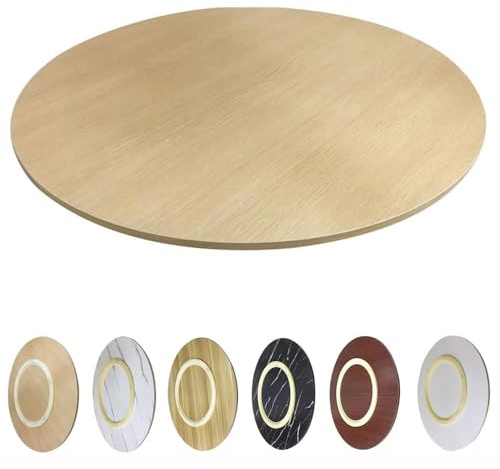 Grand plateau de service en bois pivotant à 360° pour table de salle à manger – Plateau tournant rond – Finition bois rustique – Idéal pour le divertissement et la décoration d'intérieur