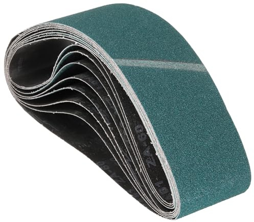 Kozelo Confezione da 8 nastri abrasivi, 10 x 91 cm, grana 40/60/80/120, carta vetrata abrasiva in zirconia, adatta per levigatrice a nastro, rettifica di metalli, lavorazione del legno e rimozione