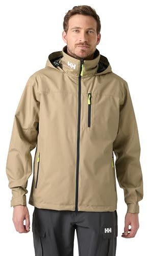 Helly Hansen Crew Hooded segeljacka 2.0, vattentät och vindtät segeljacka för män, Pebble, XL