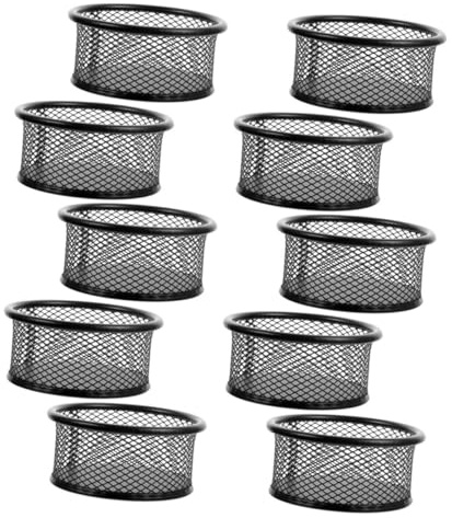Alipis 10 pièces Distributeur Trombones Maille Métallique Noire Support Rond Robuste pour Bureau et École Organisateur Pratique pour Rangement Trombone et Accessoires de Bureau