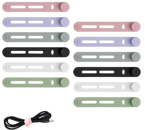 12-Pack Reusable Silicone Cable Ties - Flexible Organizers for Wires, Chargers, and Small Items - Durable Storage Solution for Home & Office