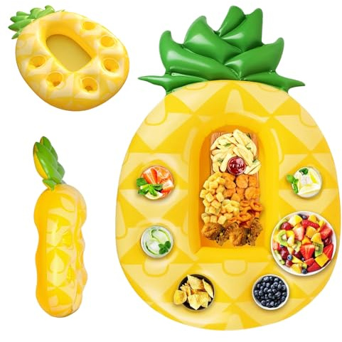 7 Löcher Pool Getränkehalter – Aufblasbarer Snackhalter Pool im Ananas-Design, Schwimmender GetränkehalterPool mit großer Kapazität Pool Zubehör Getränkehalter für Sommerparty Strand & Schwimmbad