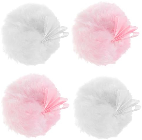 GALPADA Borlas de Maquillaje 4 Piezas para Rostro, Secas y Suaves, Forma Redonda Esponjosa, Portátiles y Compactas, Almohadillas de Limpieza Facial para Polvo y Rubor, Varios estilos