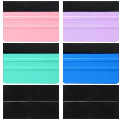 Gjinxi 4pcs Vinyl Wrap Squeegee Tool with Felt Edge Scratch Safe Applicator Felt Squeegee Scraper Film Tools Car Window Tint Installation Kit for DIY Crafting Vinyl Application Craft Sign Making