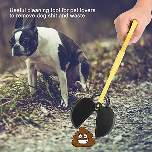 AMONIDA Paletta per Escrementi di Cani, Rimozione Rifiuti di Cuccioli in Plastica da 28 Cm, Clip di Raccolta Paletta per Escrementi di Cani con Manico Lungo per Raccogliere i Rifiuti (Yellow)