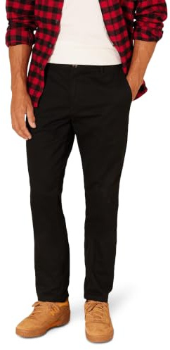 Amazon Essentials Men's Slim-Fit Wrinkle-Resistant Flat-Front Chino Pant, Black, 31W x 32L