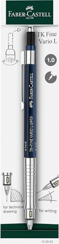 FABER-CASTELL - Druckbleistift TK-FINE VARIO L 1,0 mm Indigo | Minenbleistift mit Soft-/Hard-Mechanik für Schreiben und Zeichnen sowie integriertem Radierer