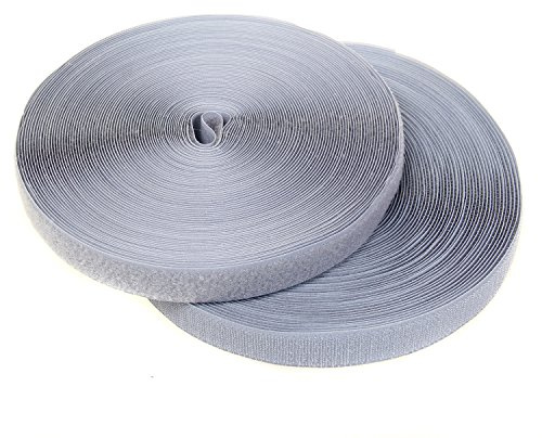 TUKA Klettband zum Nähen, 25 m x 25 mm, nicht klebend, Klettband, Haken und Schnalle zum Nähen, Stoffband, 25 m Haken und 25 m Schnalle, Silbergrau, TKB5003 Silvergray