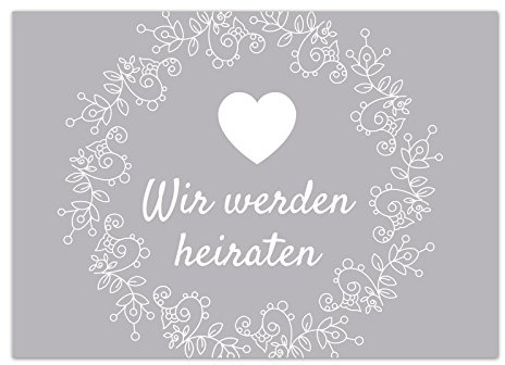Einladungskarten Manufaktur Hamburg 10 x Save the Date Karten mit Umschlag/Wir werden heiraten Vintage dezent grau/Hochzeit/Liebe/Heirat/Einladung