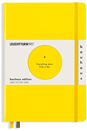 LEUCHTTURM1917 Notizbuch Medium A5 Hardcover Dotted, Zitrone | 251 nummerierte Seiten, Bauhaus Edition mit Kandinsky-Prägung, Inhaltsverzeichnis, Fadenheftung, säurefrei