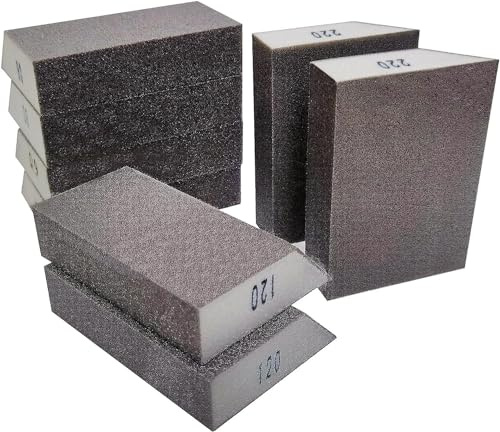 M-jump 8 Pack Single Sanding Sponge Kit- 60/80/120/220- Coarse Medium Fine Grit,Washable and Reusable Sanding Blocks for Wood-Working Sanding Metal Polishing