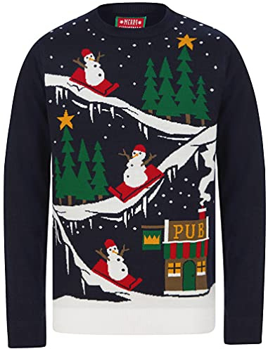 Tokyo Laundry to The Pub Crew Neck Christmas Jumper in Eclipse Blue - Merry Christmas-L