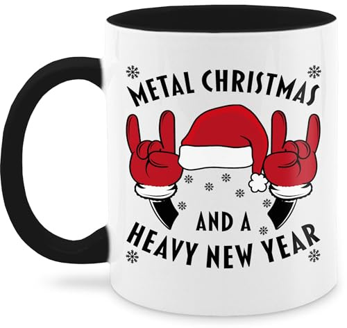 Tasse Tassen 325ml - Weihnachtstasse Weihnachten - Metal Christmas and a Heavy New Year - 325 ml - Schwarz - weihnachtstassen weihnachtsbecher weihnachtsmotiv weihnachts teetasse wichteltassen