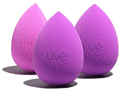 Makeup Blender Sponge Set, Streak Free Application of Liquid, Powder & Cream Foundation, Professional Complexion Blending Tool, Cruelty Free, Vegan, Latex Free, Pack of 3 (1 Helio, 2 Violet)
