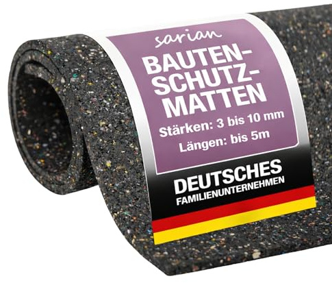 sarian Bautenschutzmatte 8mm 1000mm x 1200mm (1m x 1,2m) | Gummimatte, Ladungssicherung, Schutzmatte