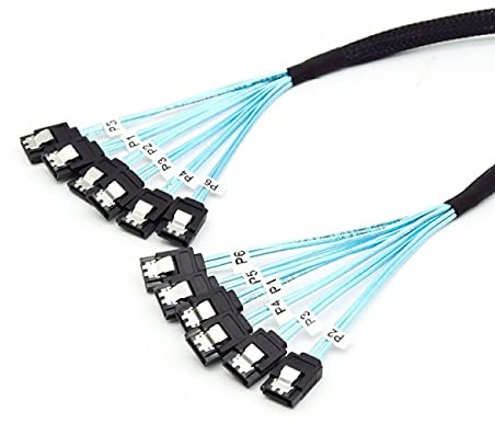 NFHK Internes 6 SATA 7-poliges auf 6 SATA 7-poliges Kabel für 6 Gbit/s Ziel-SSD-Festplatten