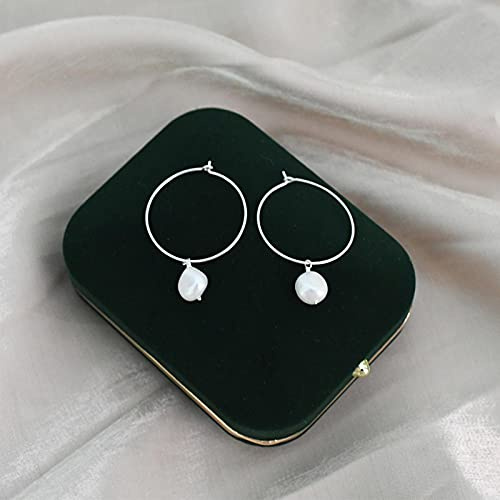 LOKILOKI Natürliche Süßwasserperlen Creolen 925 Sterling Silber Schmuck Für Frauen Geschenk