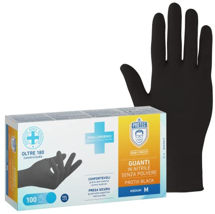 Bericah Dr. Protix Black, Nitrilhandschuhe, puderfrei, Größe M, 100 Stück