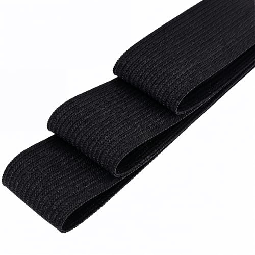 Trimming Shop 38mm (1.5 Inch) Wide Flat Elastic Band, Black, 1 Metre | Polyester Rubber Stretchable Waistband Tape Elastic Cord for Sewing Clothing, Garments, Dressmaking, DIY Craft Projects