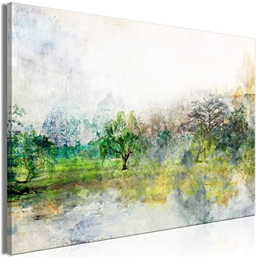 B&D XXL - Akustikbild Wald Natur Bilder Akustikschaum Hochleistungsschallabsorber Schallschutz Leinwand 1 tlg Wandbild Raumakustik Schalldämmung Landschaft Panorama Forst Bäume